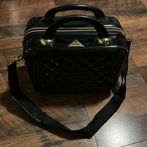 Black travel makeup bag, hardshell